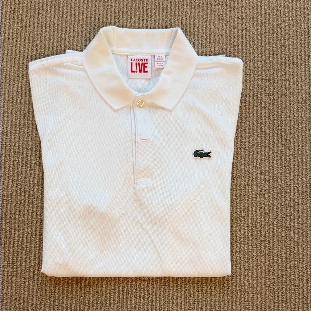 Lacoste Live White Polo with Green Crocodile Patch size XS